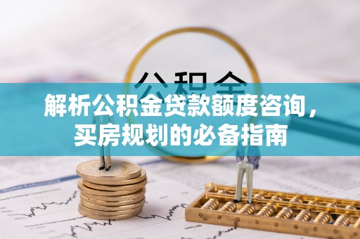 武都解析公积金贷款额度咨询，买房规划的必备指南