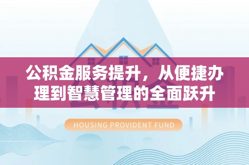 武都公积金服务提升，从便捷办理到智慧管理的全面跃升