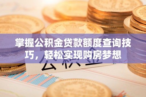 武都掌握公积金贷款额度查询技巧，轻松实现购房梦想
