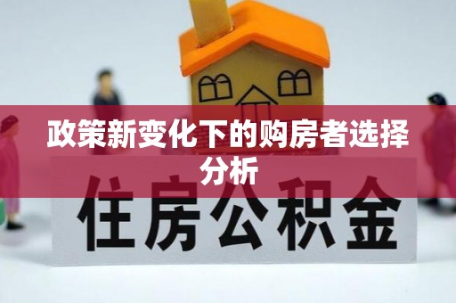 武都政策新变化下的购房者选择分析