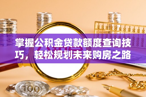 武都掌握公积金贷款额度查询技巧，轻松规划未来购房之路
