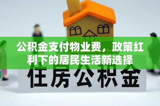 武都公积金支付物业费，政策红利下的居民生活新选择