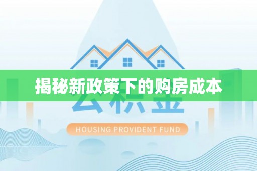 武都揭秘新政策下的购房成本