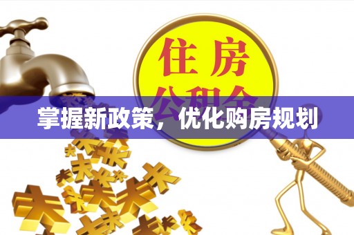 武都掌握新政策，优化购房规划