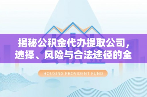 武都揭秘公积金代办提取公司，选择、风险与合法途径的全面解析